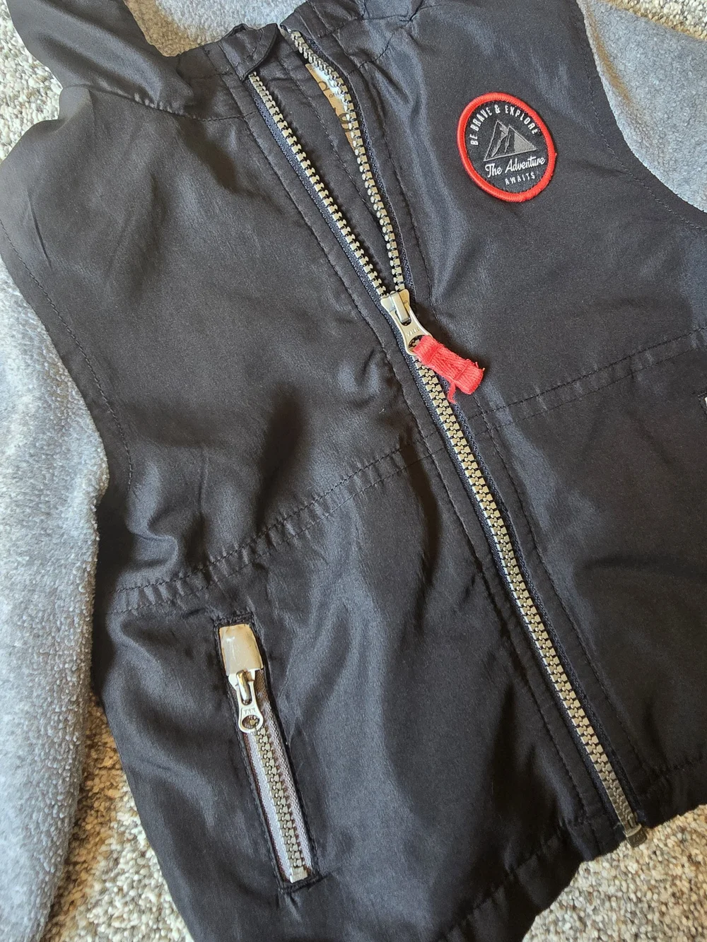 Carter's Black and Gray Hooded Jacket with Red Accent